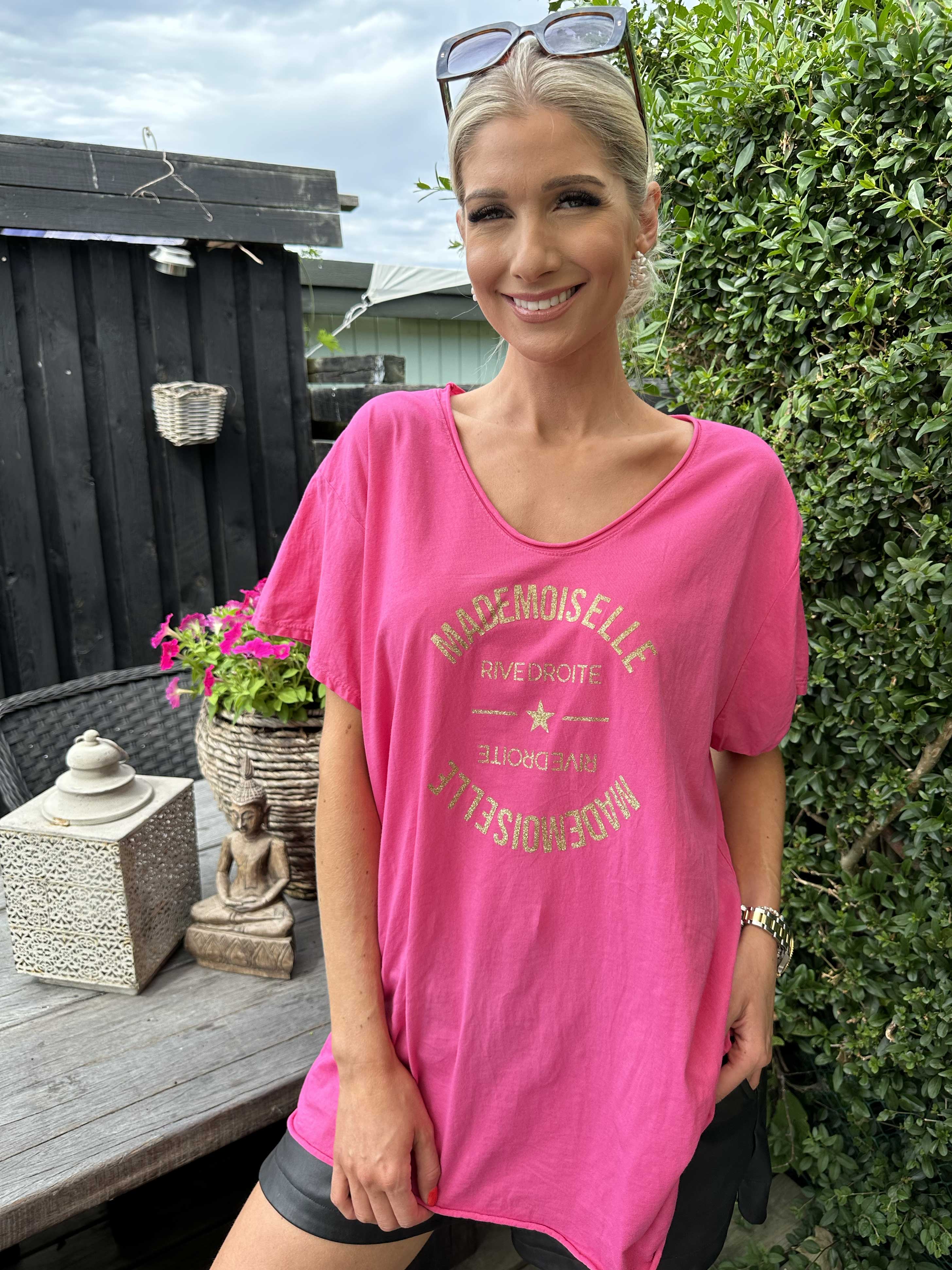 Bella - T-shirt med guld tekst foran